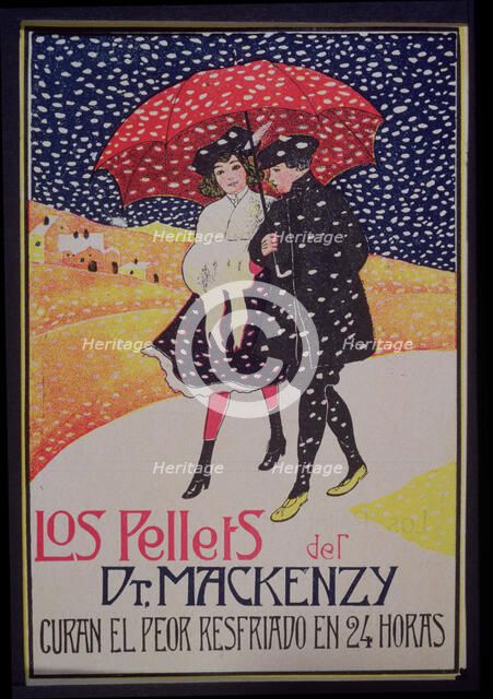Advertising poster of the drug 'Pellets of Dr. Mackenzy', 1908.