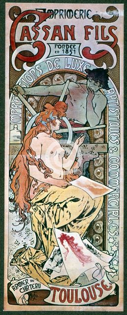Advertising poster for the 'Cassan Fils 'printing press in Toulouse, 20th century. Creator: Mucha, Alfons (1860 - 1939) .