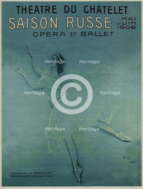 Advertising Poster for the Ballet dancer Anna Pavlova in the ballet Les sylphides by F. Chopin, 1909. Artist: Serov, Valentin Alexandrovich (1865-1911)