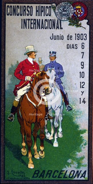 Advertising poster for the International Equestrian Competition held in Barcelona in 1903.  Creator: Cusachs i Cusachs, José (1850-1909).