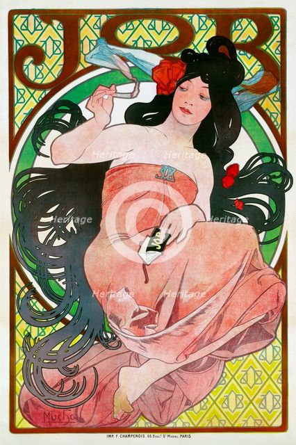 Advertising Poster for the tissue paper Job, 1896. Artist: Mucha, Alfons Marie (1860-1939)