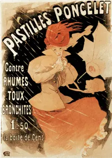 Advertising poster for Pastilles Poncelet, a cold and bronchitis remedy, 1896. Creator: Jules Cheret