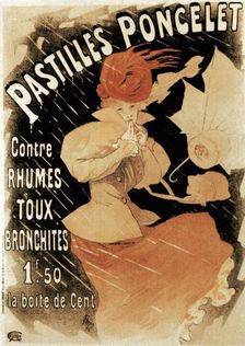 Advertising poster for Pastilles Poncelet, a cold and bronchitis remedy, 1896. Creator: Jules Cheret