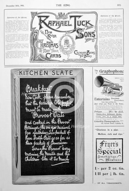 Advertising page from the King magazine, 14th December 1901. Artist: Unknown