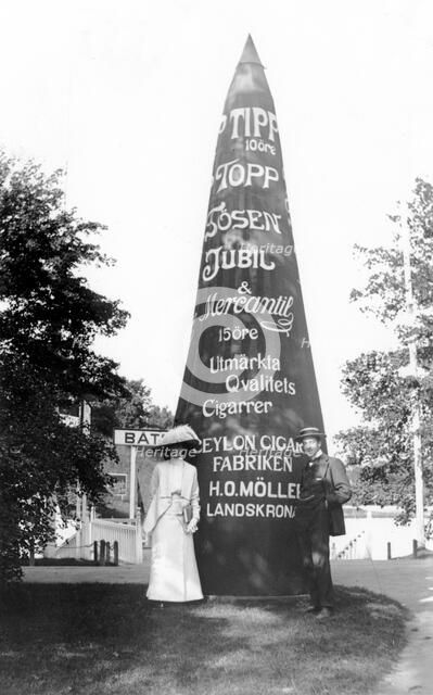 Advertising pillar for Ceylon cigars, Landskrona, Sweden. 1913. Artist: Unknown
