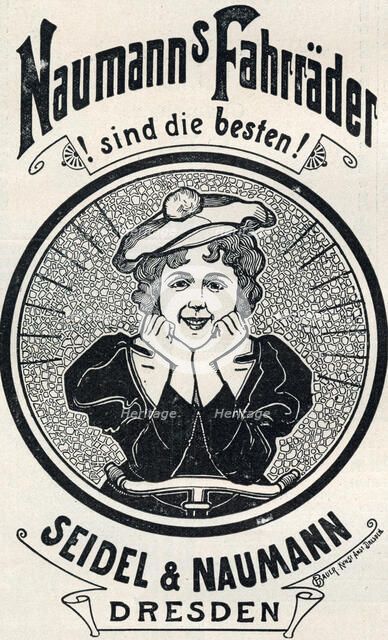 Advertisment for Naumann's bicycles, 1898. Artist: Unknown