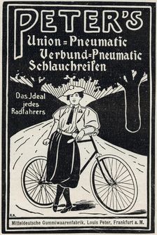 Advertisment for Peter's pneumatic bicycle tyres, 1898