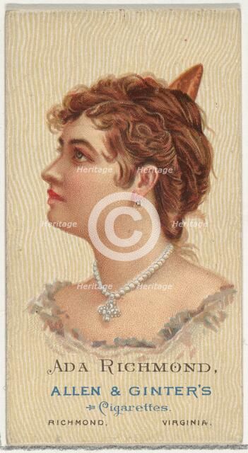 Ada Richmond, from World's Beauties, Series 2 (N27) for Allen & Ginter Cigarettes, 1888., 1888. Creator: Allen & Ginter.