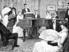 Adair, standing beside Sophy at the piano,...had no cause to find fault with Fortune, 1883. Creator: R. Taylor
