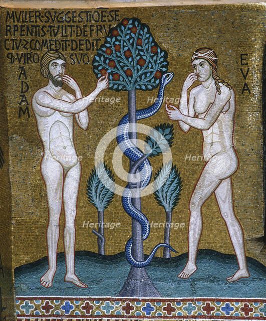 Adam und Eva. The Fall, 1140-1170 . Creator: Byzantine Master.