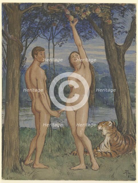 Adam and Eve, 1882. Creator: Hans Thoma.