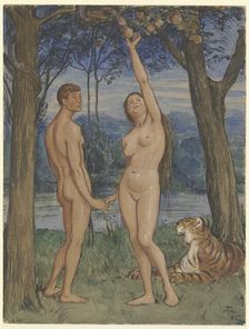 Adam and Eve, 1882. Creator: Hans Thoma