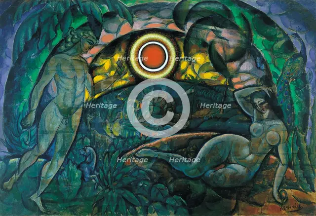 Adam and Eve, 1912. Artist: Baranov-Rossiné, Vladimir Davidovich (1888-1942)