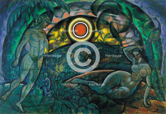 Adam and Eve, 1912. Artist: Baranov-Rossiné, Vladimir Davidovich (1888-1942)