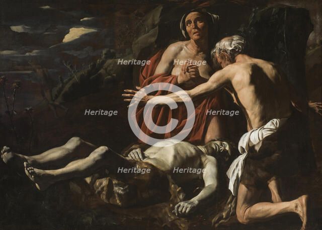 Adam and Eve mourn the death of Abel, 1632-1635. Creator: Stomer, Matthias (ca.1600-after 1650).