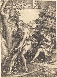 Adam and Eve at Work, 1540. Creator: Heinrich Aldegrever