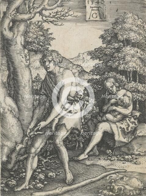 Adam and Eve at work. From: The story of Adam and Eve, 1540. Creator: Heinrich Aldegrever.