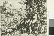 Adam and Eve and the Expulsion from Paradise, 1564. Creator: Cornelis Cort