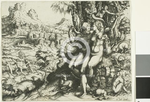 Adam and Eve and the Expulsion from Paradise, 1564. Creator: Cornelis Cort.