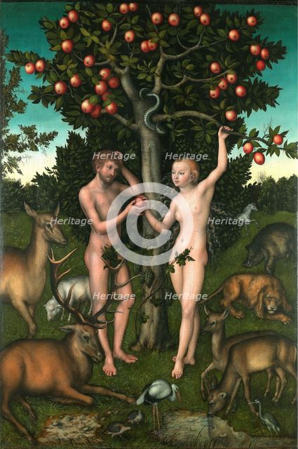 Adam and Eve. Artist: Cranach, Lucas, the Elder (1472-1553)