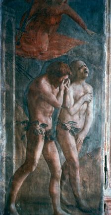 Adam and Eve banished from Paradise (detail, pre-restoration), c1427. Artist: Masaccio Tommaso