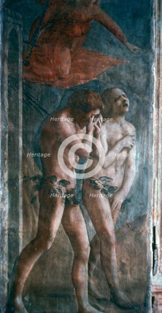 'Adam and Eve banished from Paradise', (detail, pre-restoration), c1427.  Artist: Masaccio Tommaso