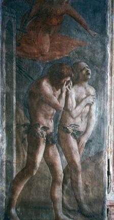 Adam and Eve banished from Paradise (detail, pre-restoration), c1427. Artist: Masaccio Tommaso