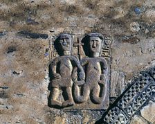 Adam and Eve before the Original Sin bas-relief on the façade of the church of San Luis de Al…