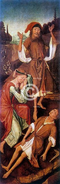 'Adam and Eve Crying over the Body of Able', c1440-1495.  Artist: Vrancke Van der Stockt