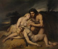 Adam and Eve Discover the Dead Body of Abel, 1843. Creator: Edward Dujardin