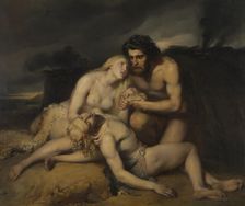 Adam and Eve Discover the Dead Body of Abel, 1843. Creator: Edward Dujardin