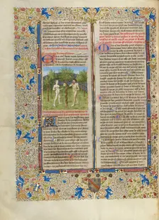 Adam and Eve Eating the Forbidden Fruit; Cité de Dieu, about 1440-1450. Creator: Master of the Oxford Hours