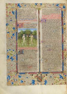 Adam and Eve Eating the Forbidden Fruit; Cité de Dieu, about 1440-1450. Creator: Master of the Oxford Hours
