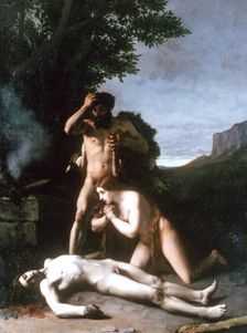 Adam and Eve finding the Body of Abel 1858. Artist: Jean Jacques Henner