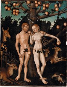 Adam and Eve in Paradise, 1550. Creator: Krodel (Crodel), Wolfgang, the Elder (ca. 1500-ca. 1561)