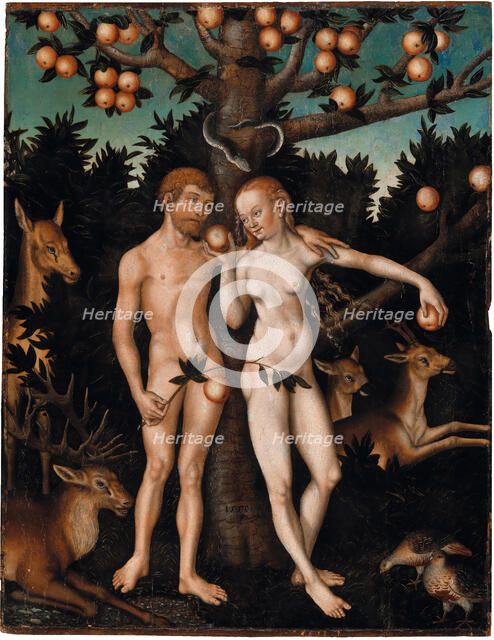 Adam and Eve in Paradise, 1550. Creator: Krodel (Crodel), Wolfgang, the Elder (ca. 1500-ca. 1561).