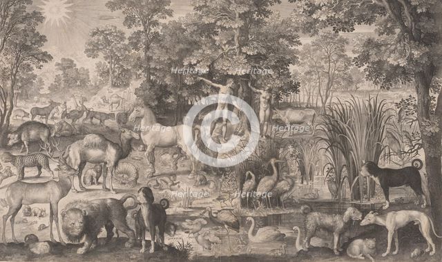 Adam and Eve in Paradise, 1631., 1631. Creator: Nicolaes de Bruyn.