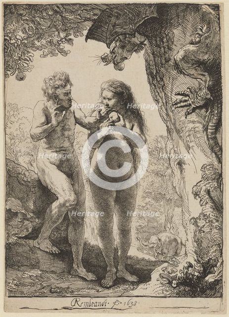 Adam and Eve in Paradise, 1638. Creator: Rembrandt Harmensz van Rijn.