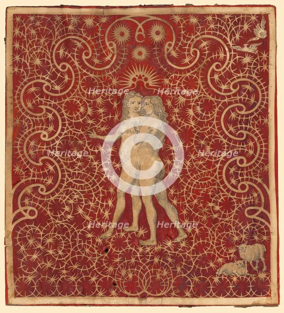 Adam and Eve in the Garden with a Pair of Sheep and a Pair of Doves, 1780s?. Creator: Unknown.