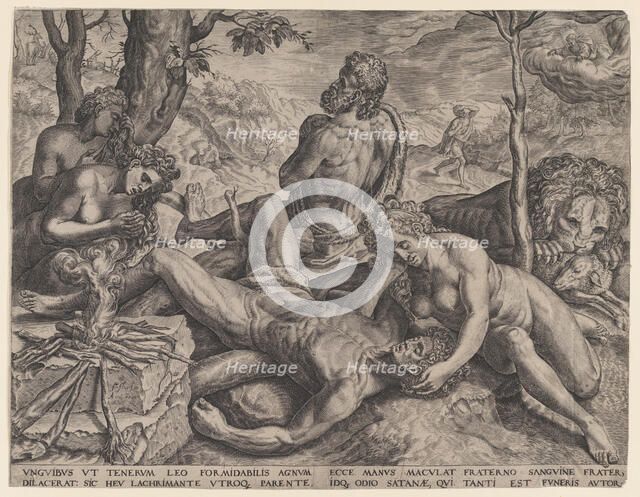 Adam and Eve Lamenting the Death of Abel, 1564. Creator: Cornelis Cort.