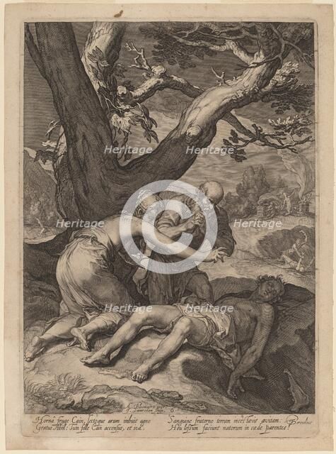 Adam and Eve Lamenting over the Corpse of Abel, 1604. Creator: Jan Saenredam.