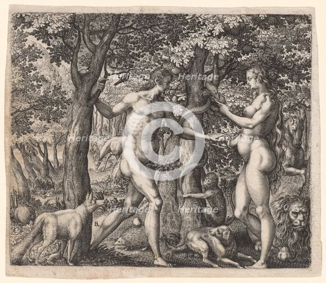 Adam and Eve, late 1500s. Creator: Robert Boissard (French, 1570-aft 1603).