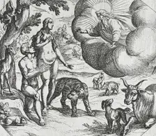 Adam and Eve Placed in the Garden of Eden, 16th century. Creator: Antonio Tempesta