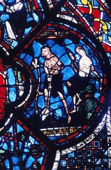 Adam and Eve, stained glass, Chartres Cathedral, France, 1205-1215