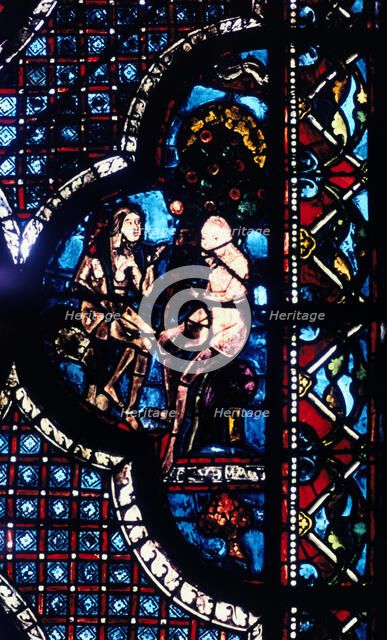Adam and Eve, stained glass, Chartres Cathedral, France, 1205-1215. Artist: Unknown