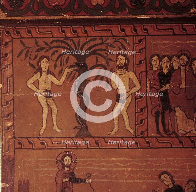  'Adam and Eve', side table of the altar table of Sagars, with scenes from the life of Jesus.