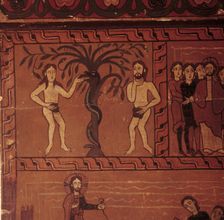 Adam and Eve side table of the altar table of Sagars, with scenes from the life of Jesus