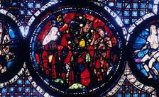 Adam and Eve (The Fall of Man), stained glass, Chartres Cathedral, France, 1194-1260