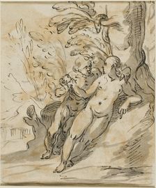 Adam and Eve Under a Tree (recto); Two Men in Dispute (verso), 1610/20 (recto); 1616/21 (verso). Creator: Hermann Weyer