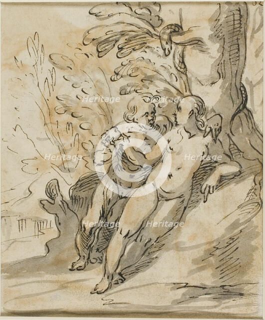 Adam and Eve Under a Tree (recto); Two Men in Dispute (verso), 1610/20 (recto); 1616/21 (verso). Creator: Hermann Weyer.